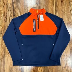 Peter Millar Mens Hyperlight Weld 1/2 Zip Pullover Jacket Navy Orange Size XL
